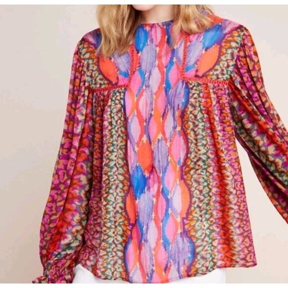 nwt ANTHROPOLOGIE BL-NK LONDON sz M Miranda Peasant Blouse - Picture 2 of 13